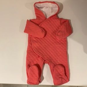 Carter’s baby’s coral color snowsuit.